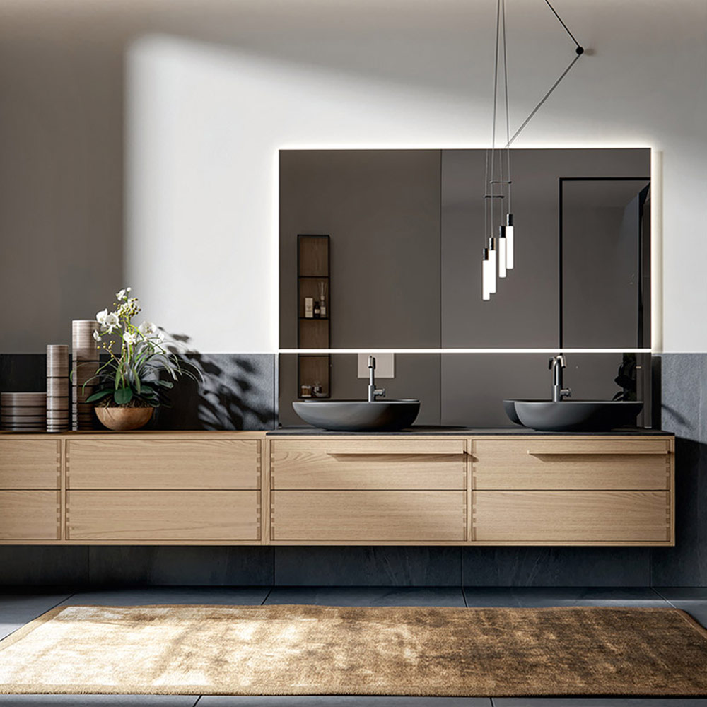 Bathroom vanity with dovetail drawer fronts