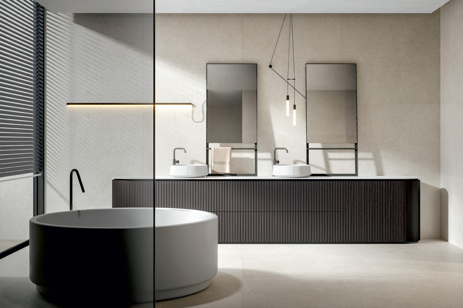 Dark wood bathroom vaity modern design