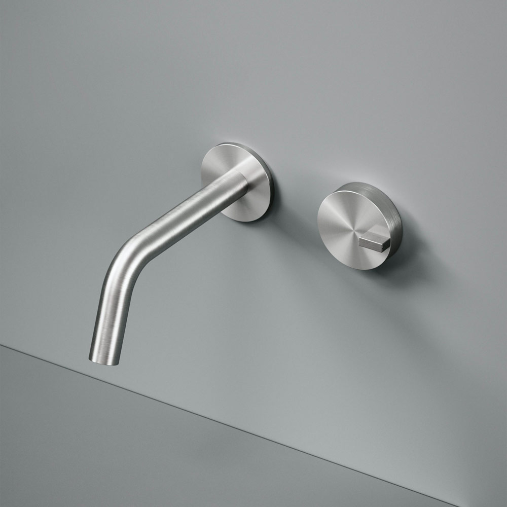 Modern bathroom mixer in satin steel