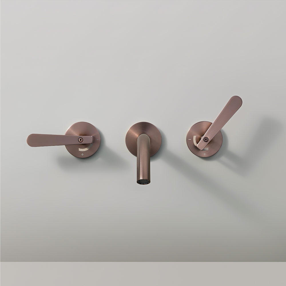 3 hole wall-mounted stainless steel washbasin tap Lutezia 02 by Ceadesign