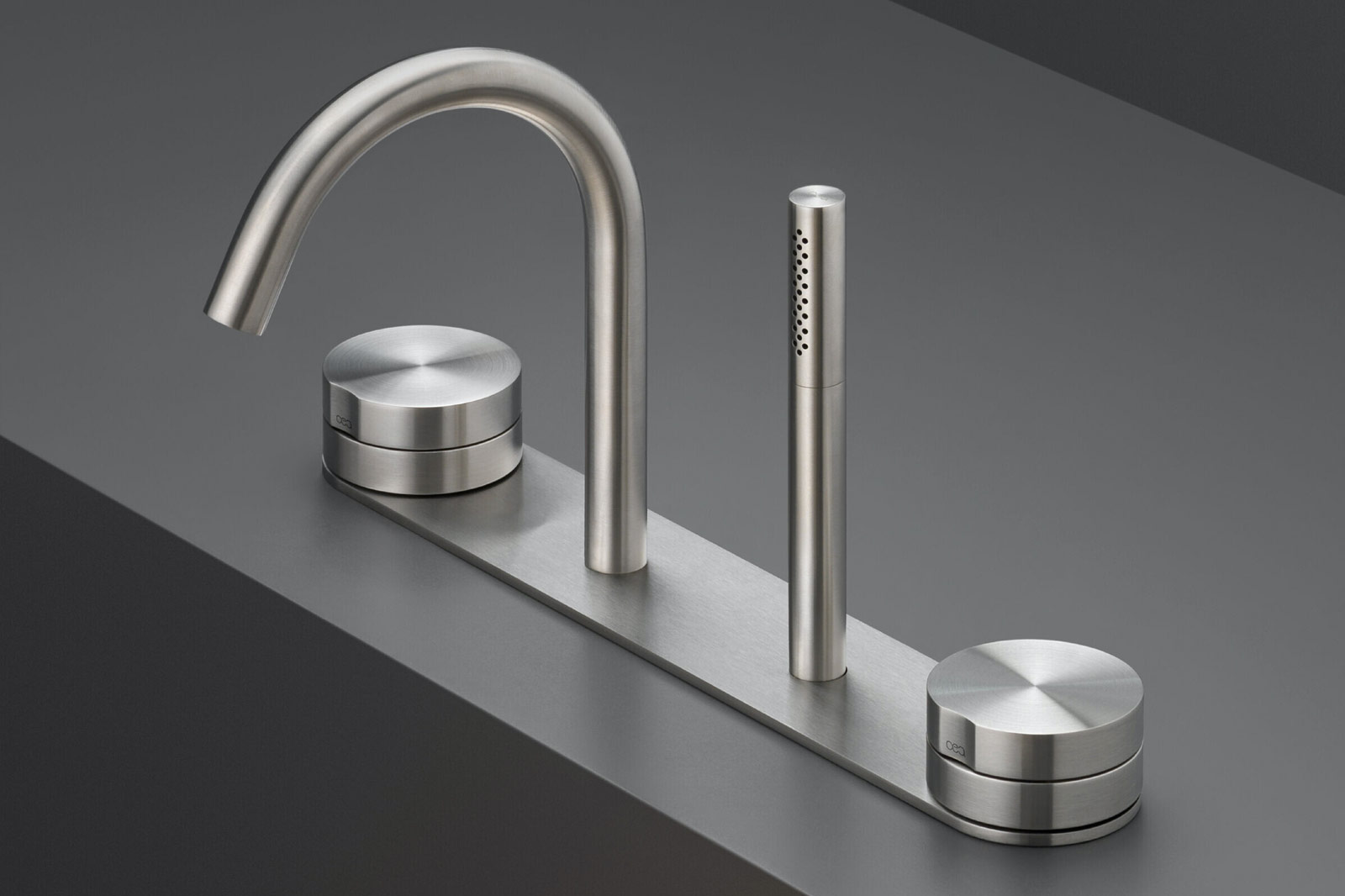Designer bathtub faucet satin steel by Ceadesign Usa
