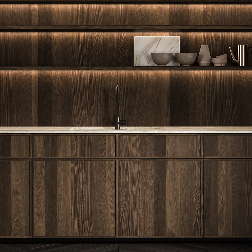 Luxury kitchen design in oak wood